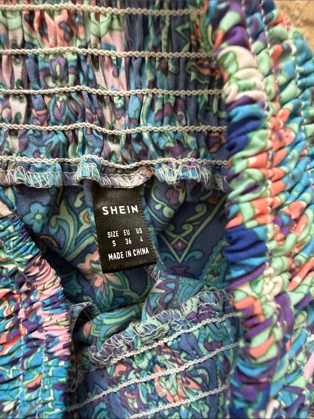 SHEIN Blue Paisley Elastic Waist Harem Pants - Picture 2 of 5